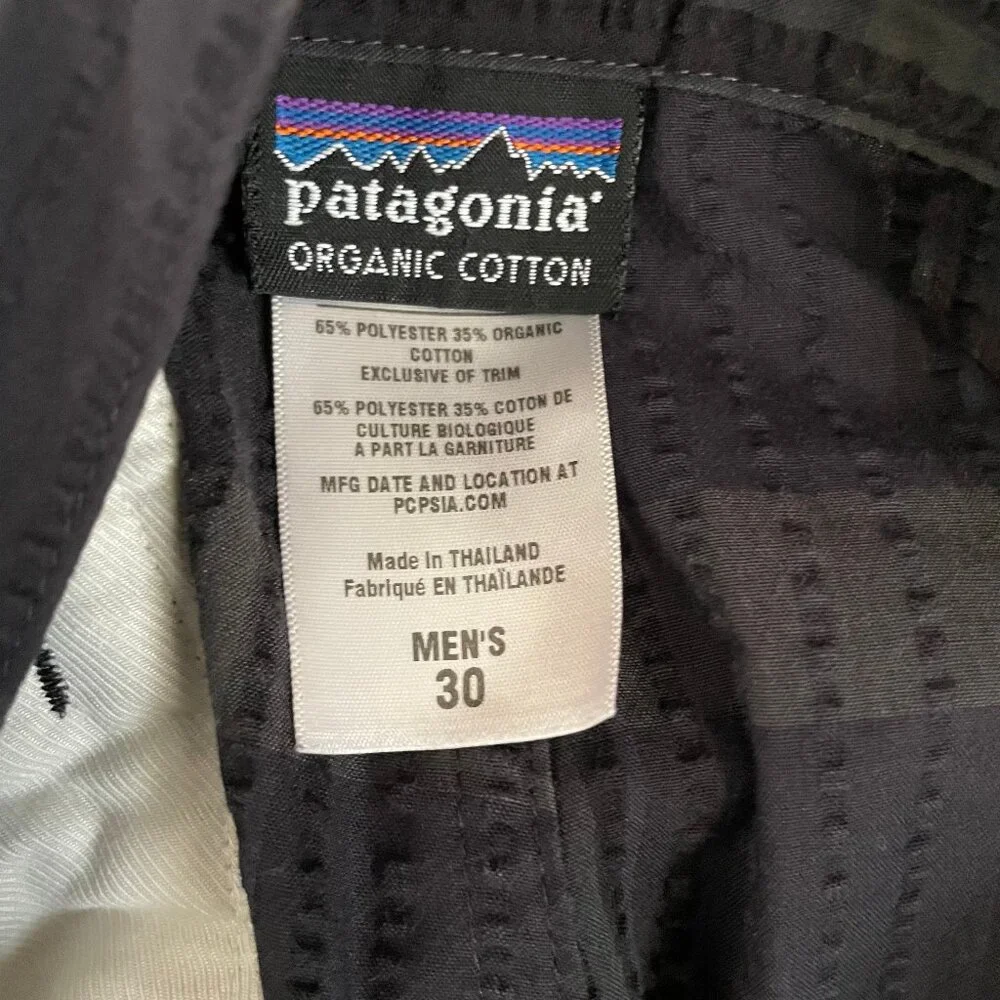 Patagonia Shorts Mens Sz 30 Gray Plaid Lightweight Seersucker Pockets